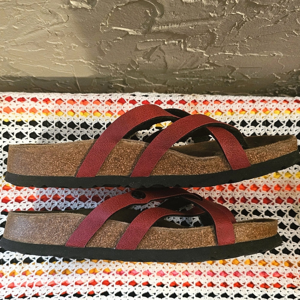 Birkenstock Betula Vinja Red Soft Cork Footbed Leather Strappy Sandals Shoes 39 - Picture 12 of 16